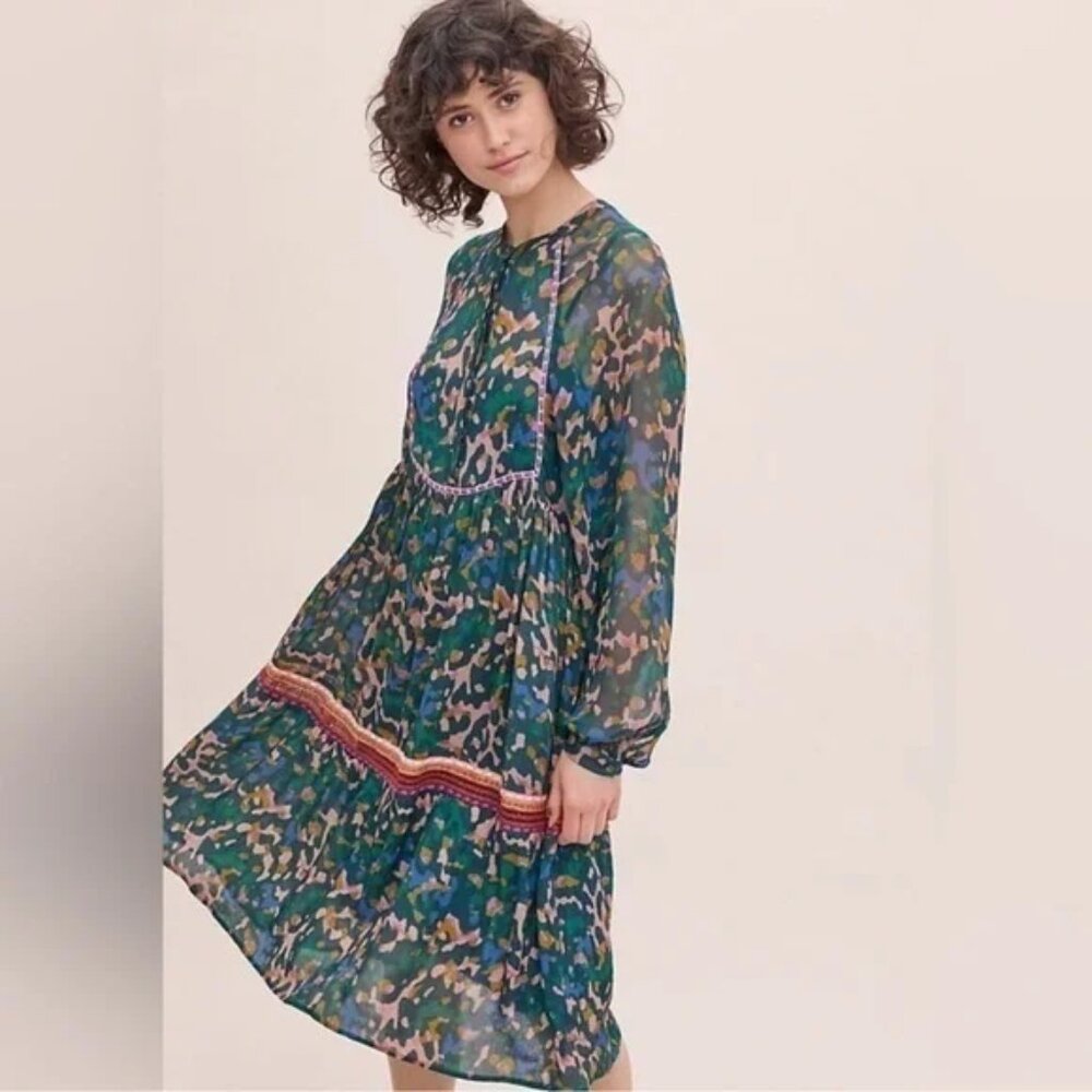 Anthropologie x Blank London Veyra Long Sleeve Sheer Green Dress Size M New NWT